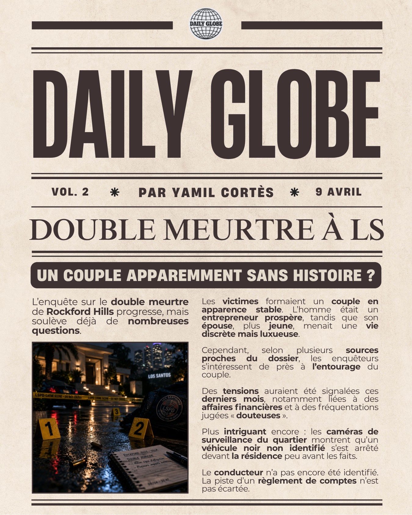 📰 Enquête — "Double Meurtre à LS" Vol. 2