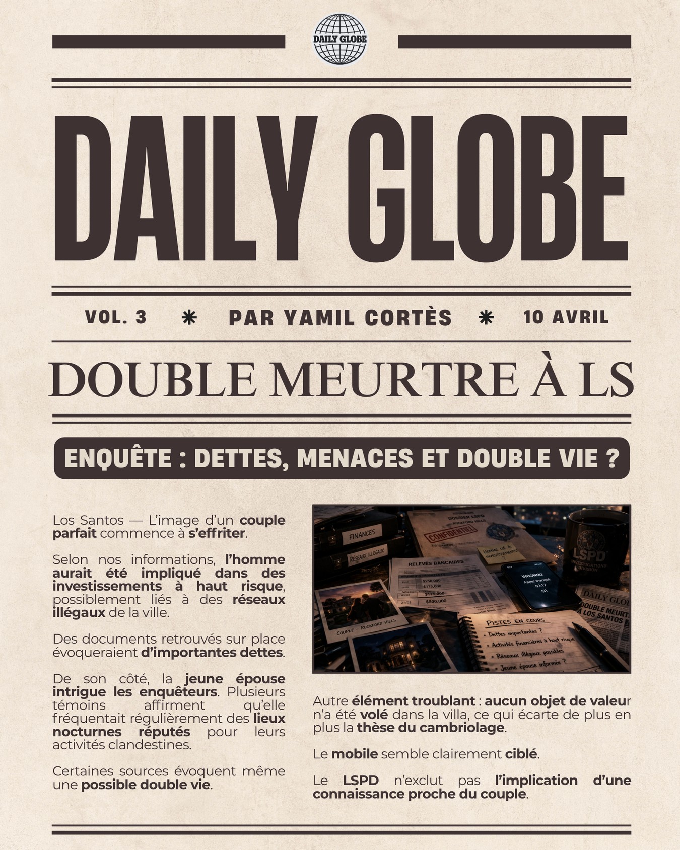 📰 Enquête — "Double Meurtre à LS" Vol. 3