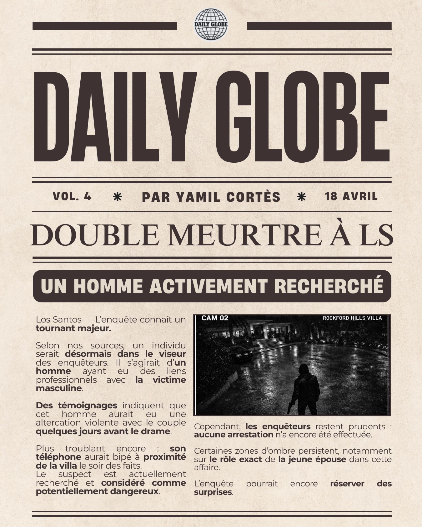 📰 Enquête — "Double Meurtre à LS" Vol. 4
